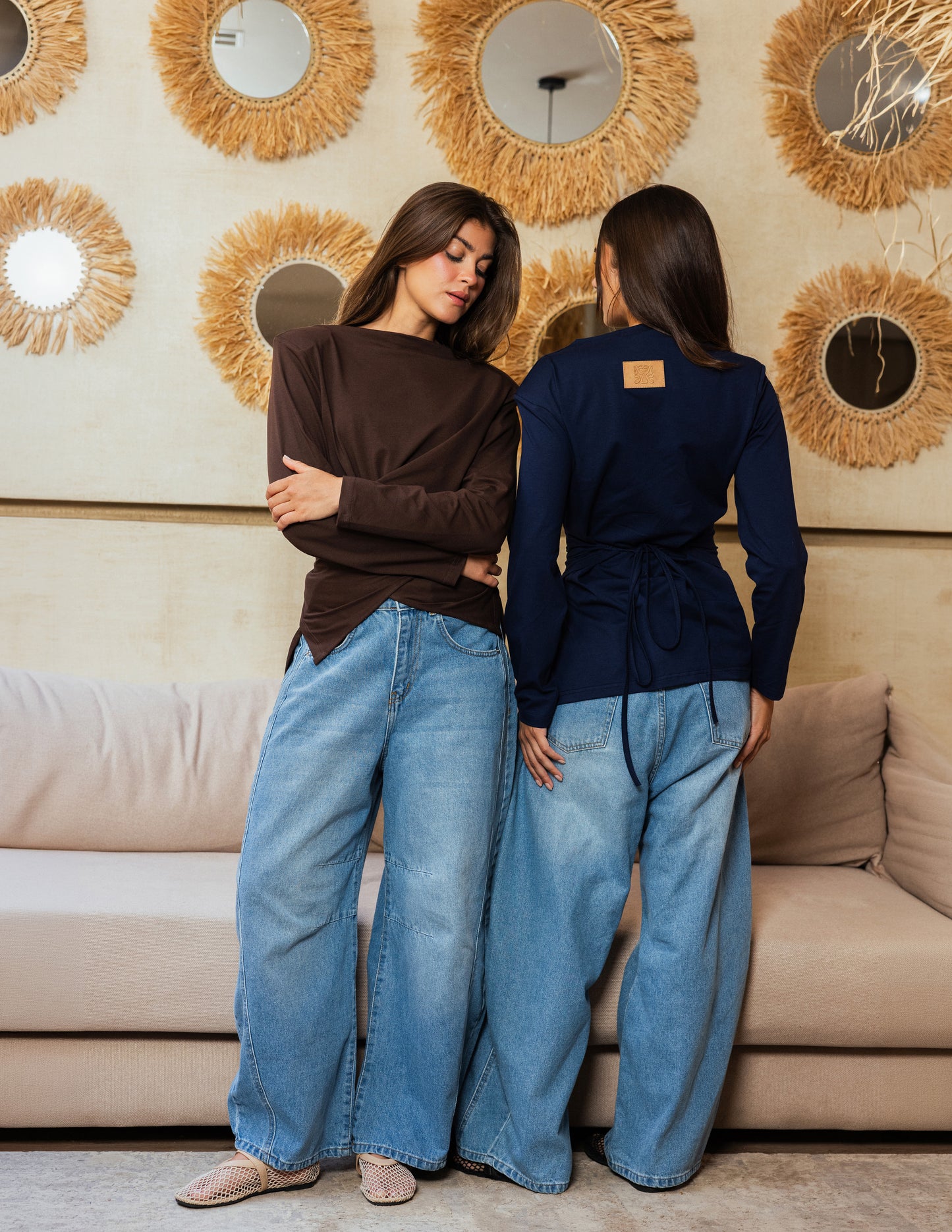 Wrap Waist Top - Brown
