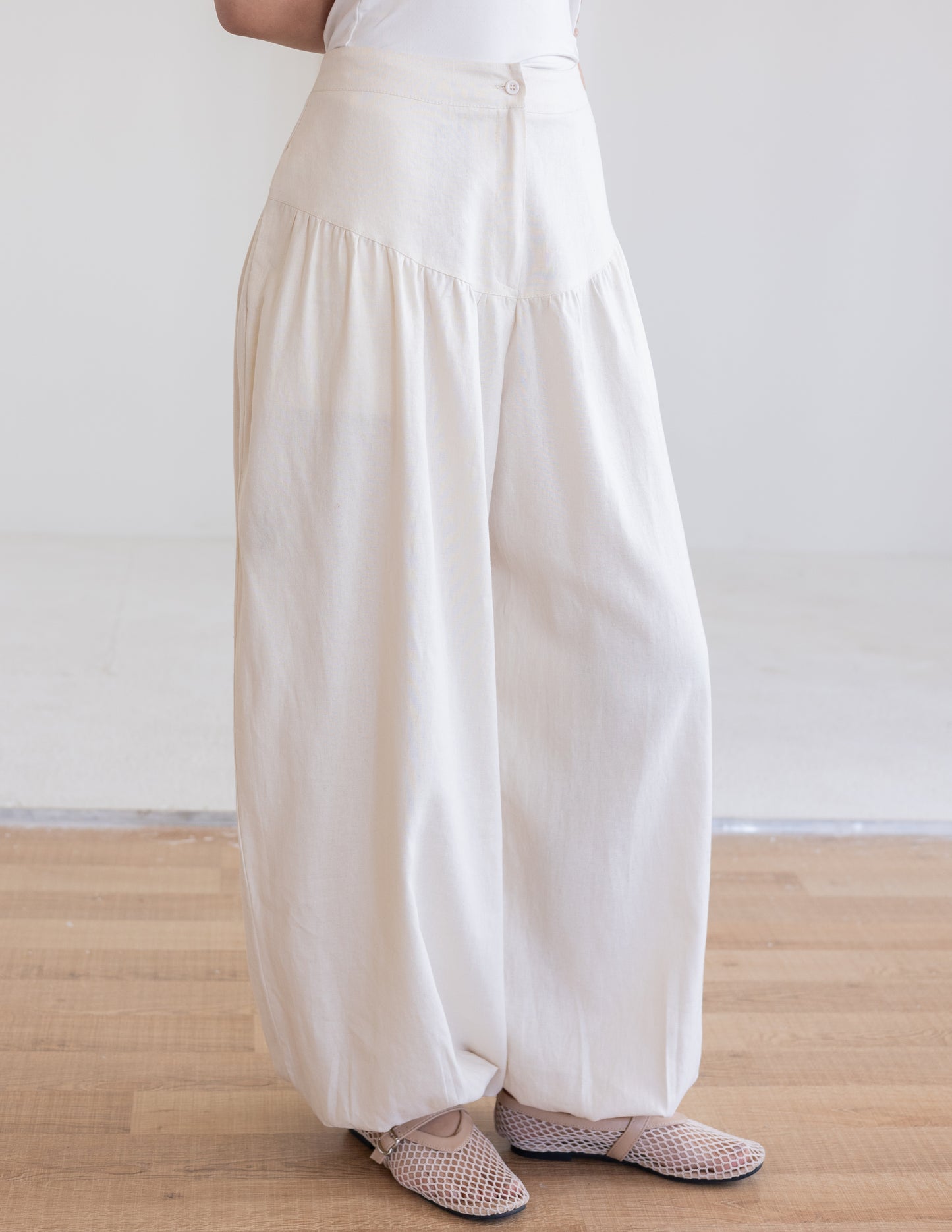 Balloon Linen Pants - Olive