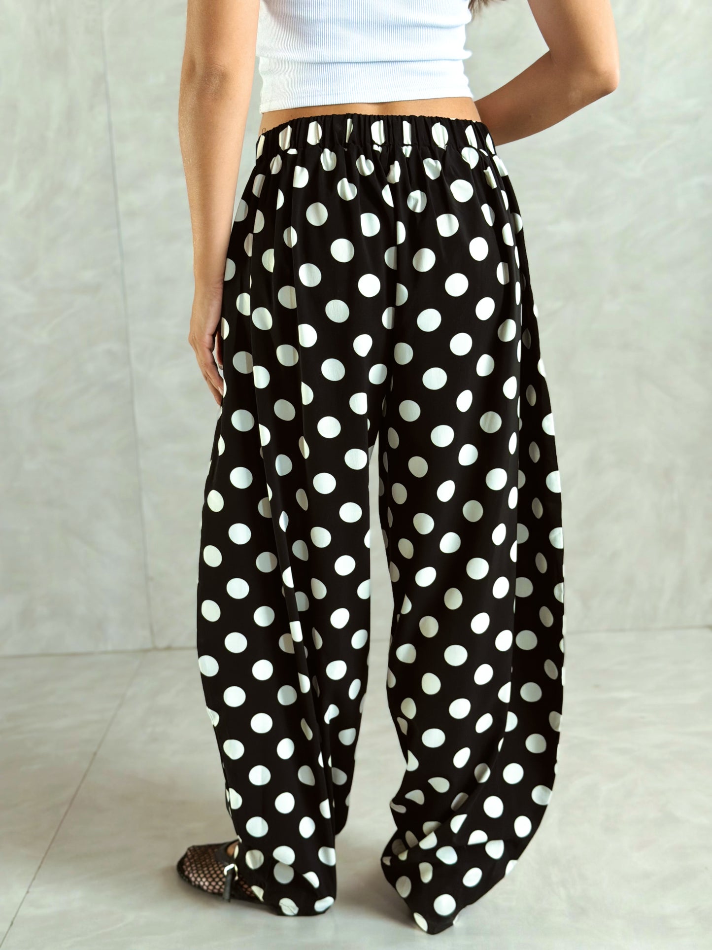 Polka Dot Balloon Pants Black