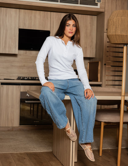 Essential Rib Top - White
