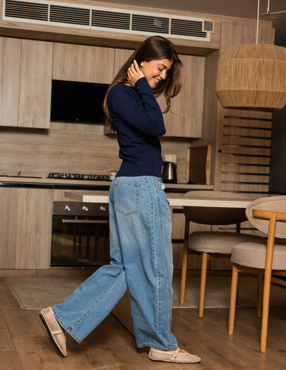 Essential Rib Top - Navy