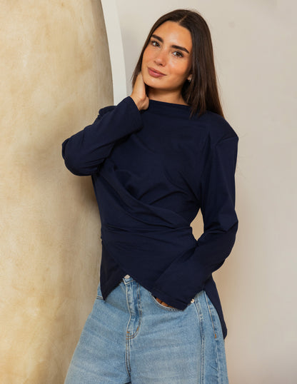 Wrap Waist Top - Navy