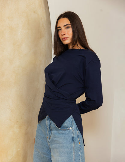 Wrap Waist Top - Navy