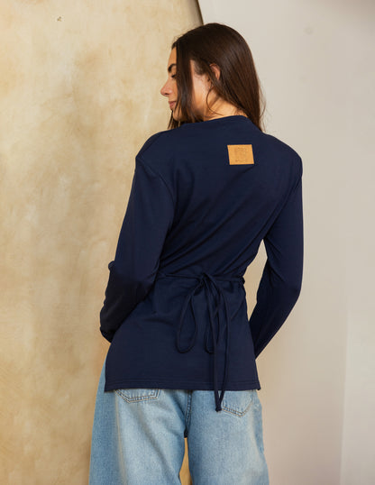Wrap Waist Top - Navy