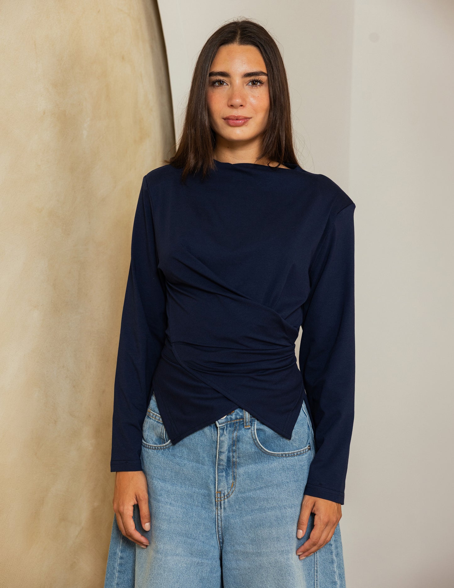 Wrap Waist Top - Navy