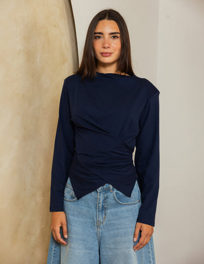 Wrap Waist Top - Navy