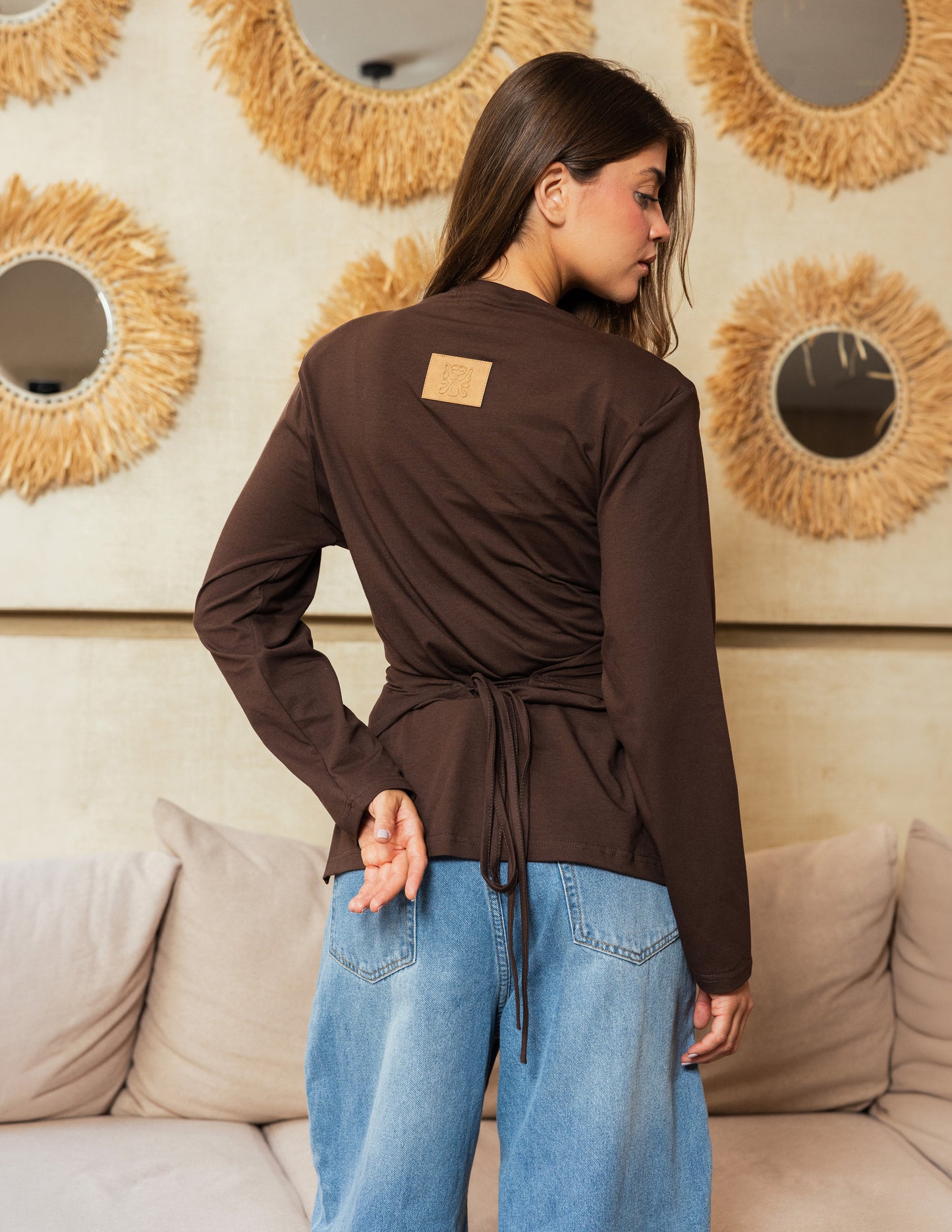 Wrap Waist Top - Brown