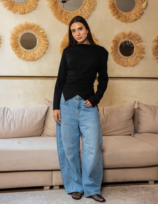 Wrap Waist Top - Black