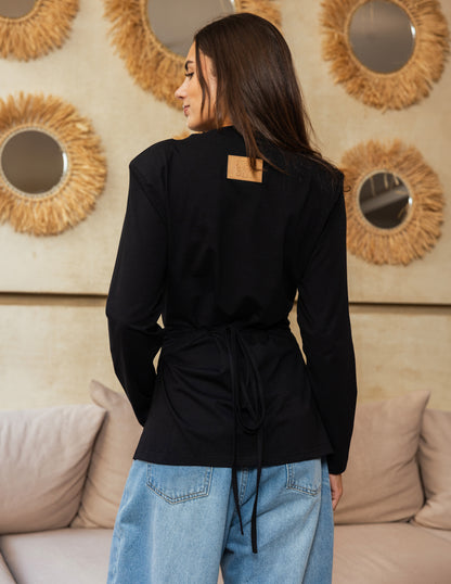 Wrap Waist Top - Black
