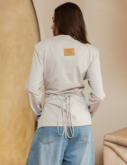 Wrap Waist Top - Grey