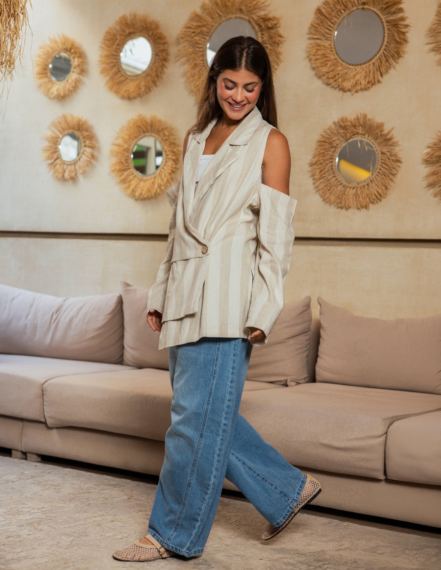 Layered Cut Linen Blazer