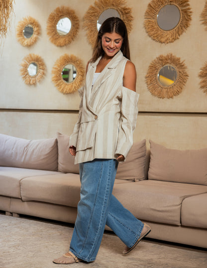Layered Cut Linen Blazer