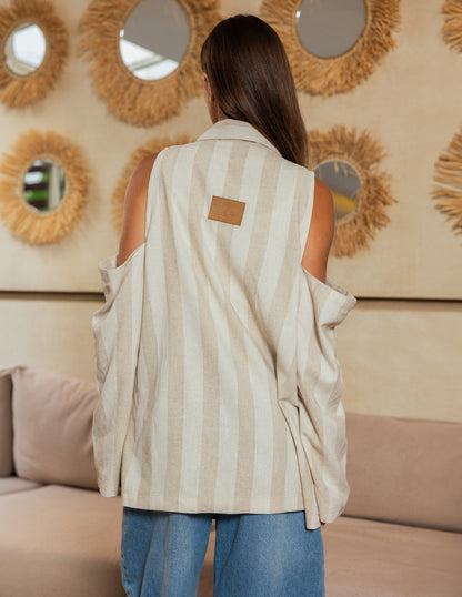 Layered Cut Linen Blazer