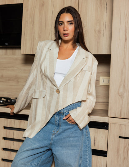 Draped Linen Blazer