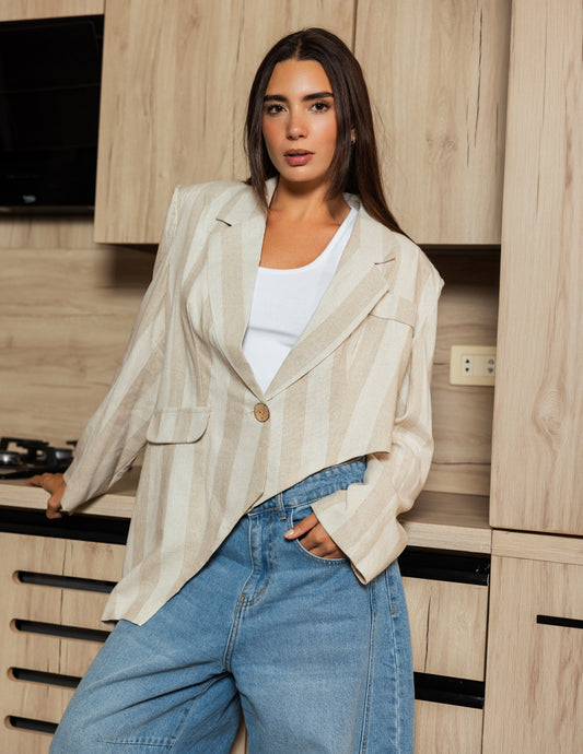 Draped Linen Blazer