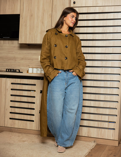 Pure Linen Coat - Red