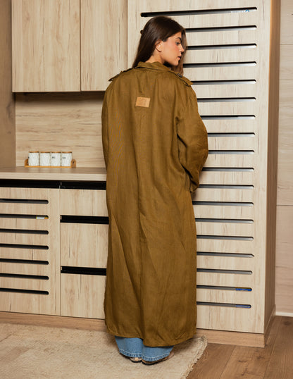 Pure Linen Coat - Olive