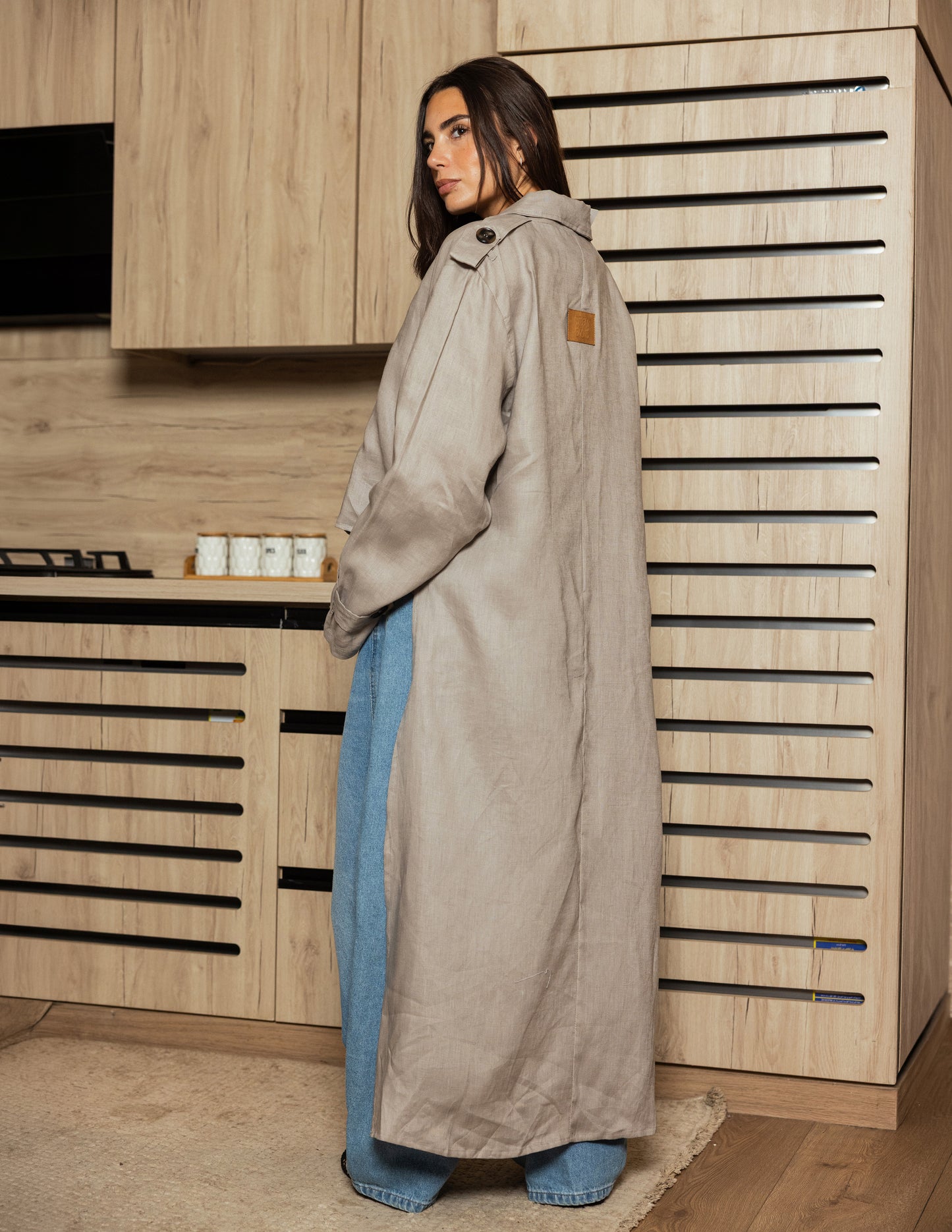 Pure Linen Coat - Light Gery