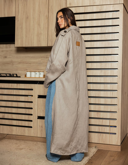 Pure Linen Coat - Light Gery