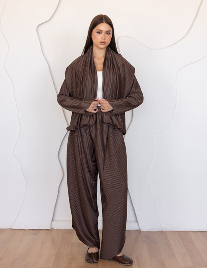 Pleated Set - Brown
