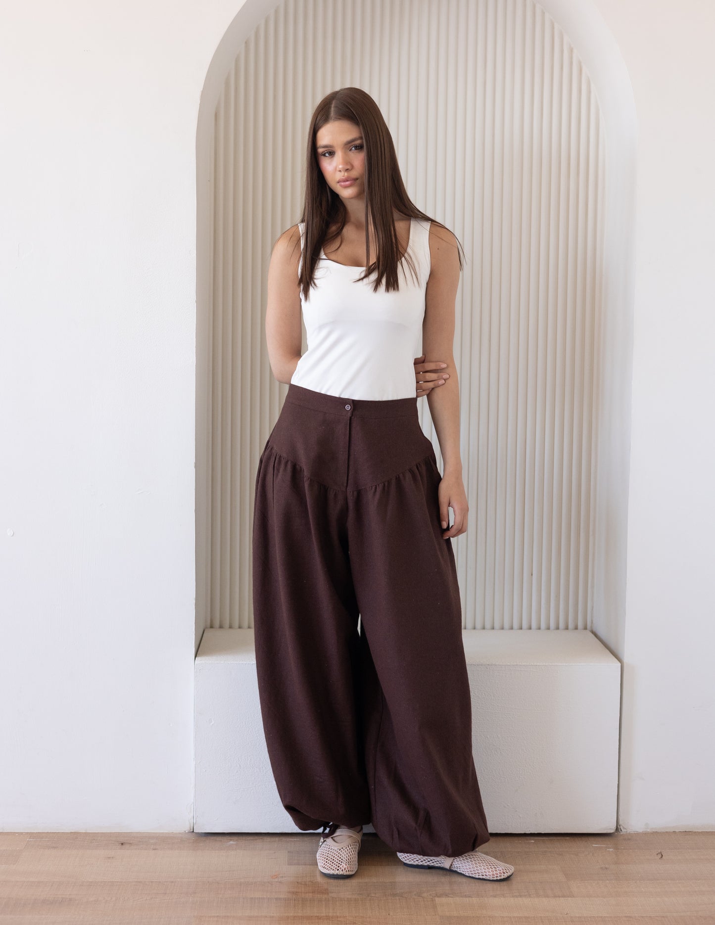 Balloon Linen Pants - Black