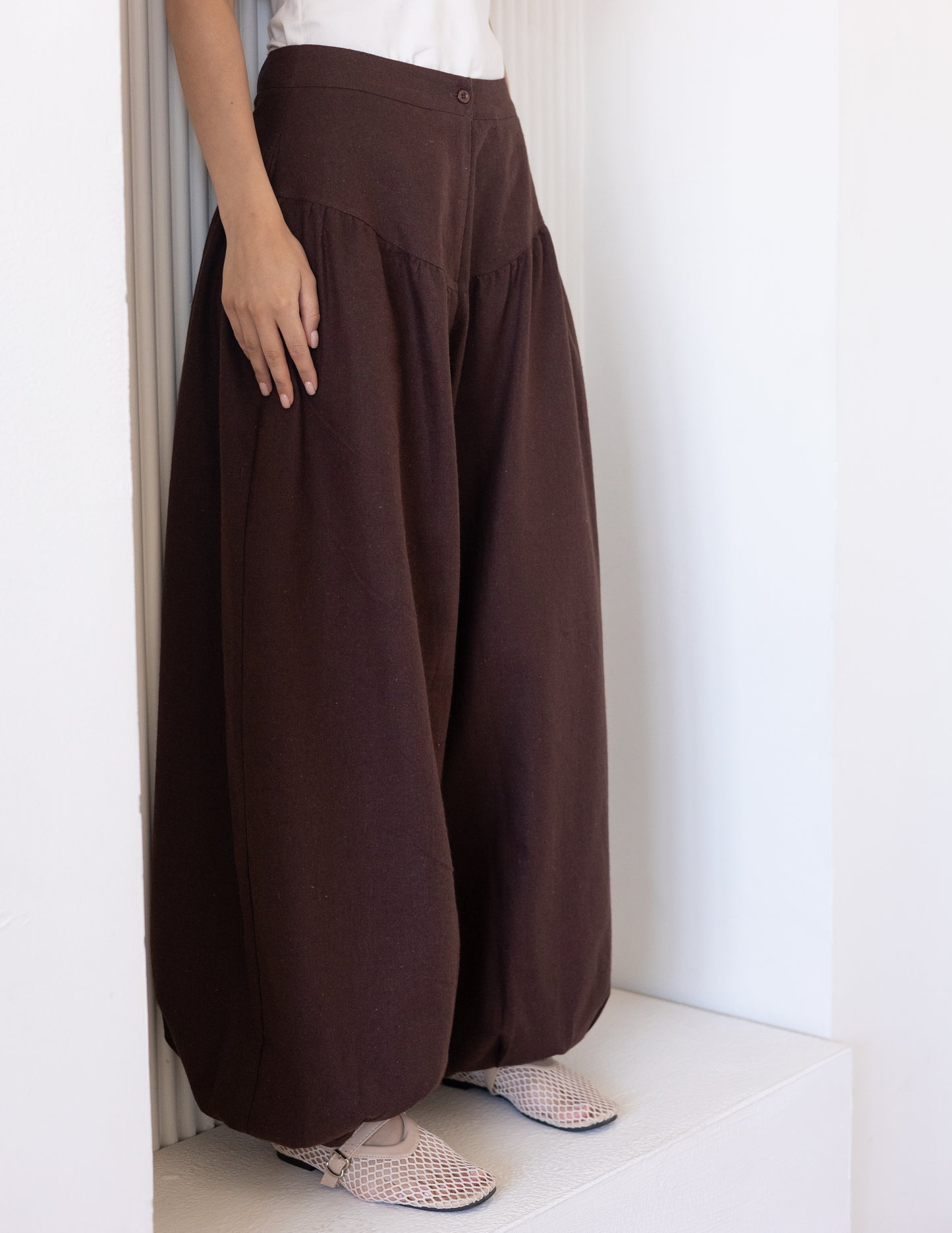 Balloon Linen Pants - Black
