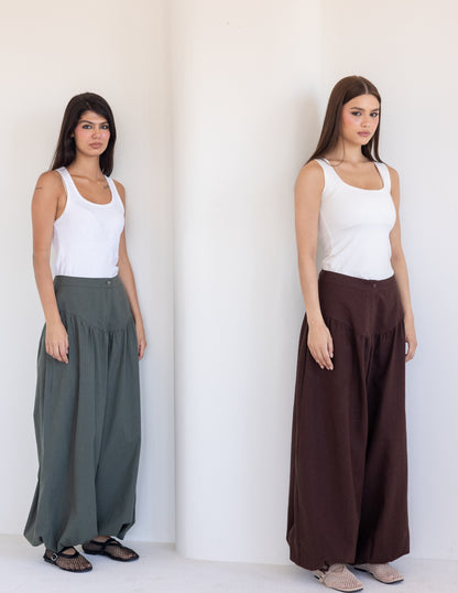 Balloon Linen Pants - Black