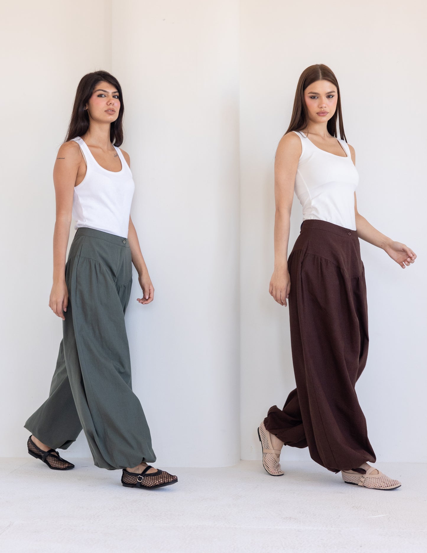 Balloon Linen Pants - Black