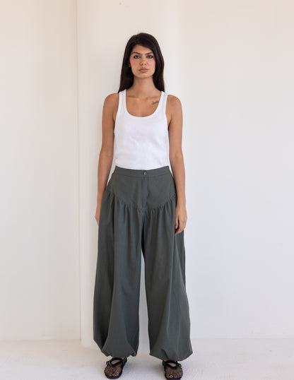 Balloon Linen Pants - Black