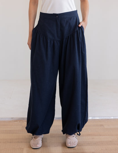 Balloon Linen Pants - Black