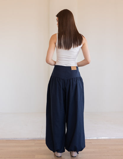 Balloon Linen Pants - Black