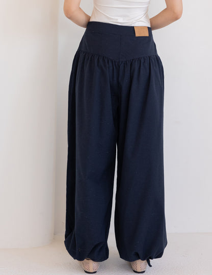 Balloon Linen Pants - Black