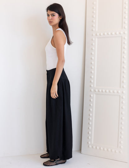Balloon Linen Pants - Black