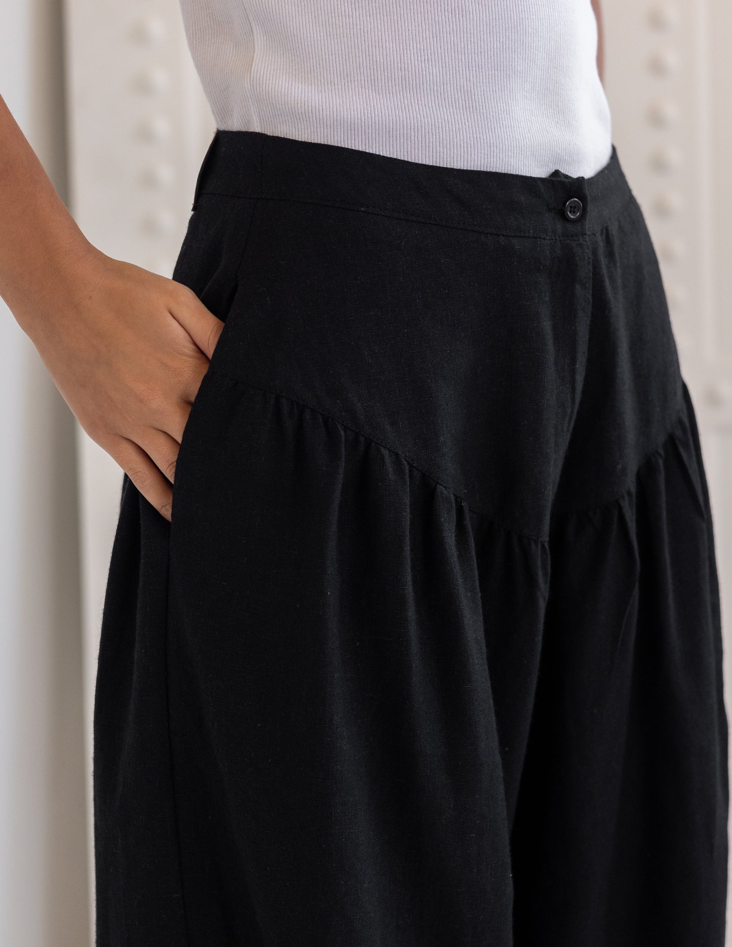 Balloon Linen Pants - Black