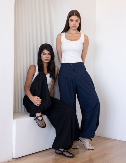 Balloon Linen Pants - Black
