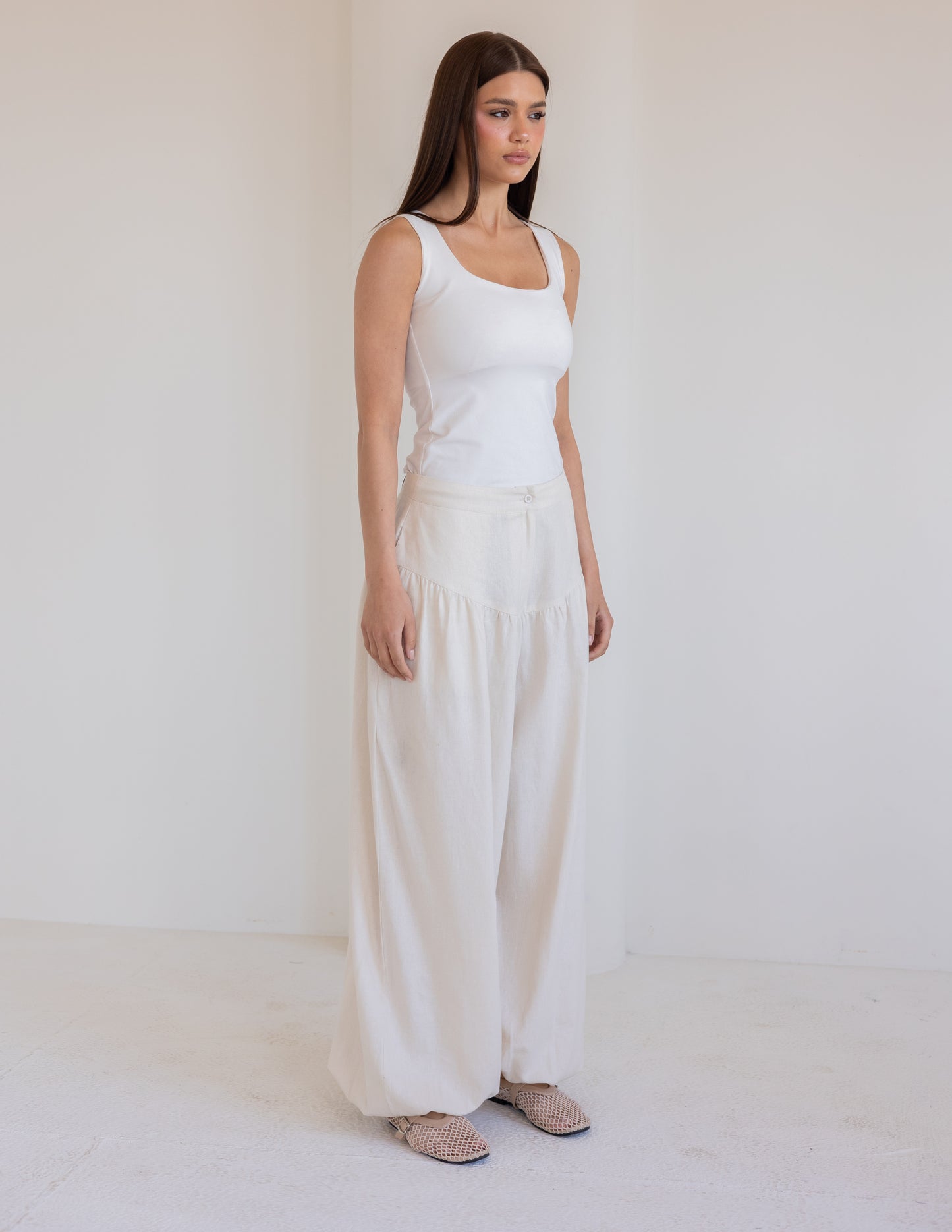 Balloon Linen Pants - Black