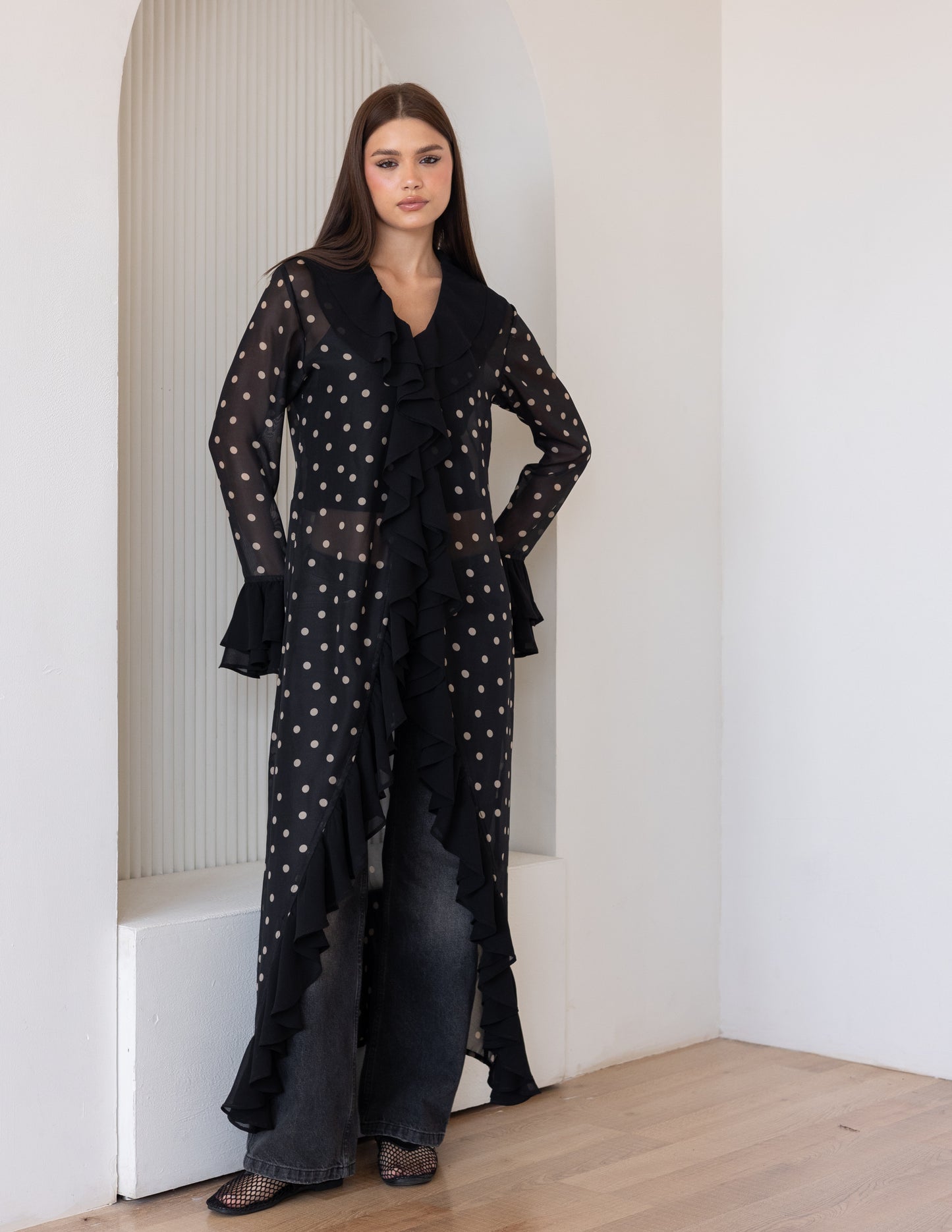 Polka Dot Ruffled Shirt