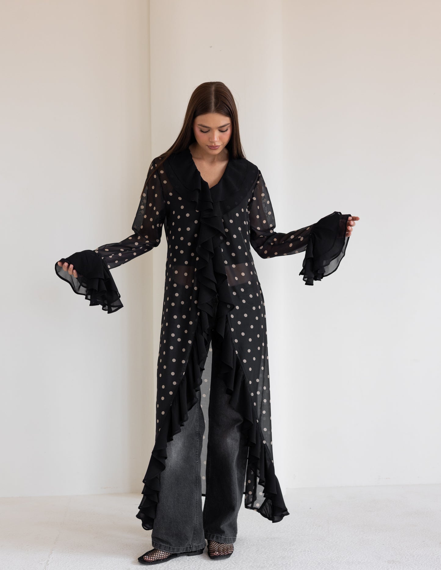 Polka Dot Ruffled Shirt