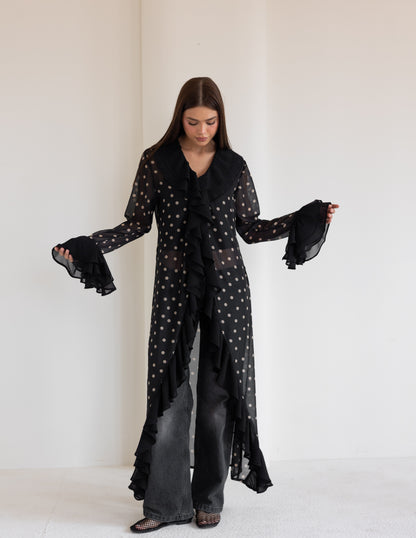 Polka Dot Ruffled Shirt