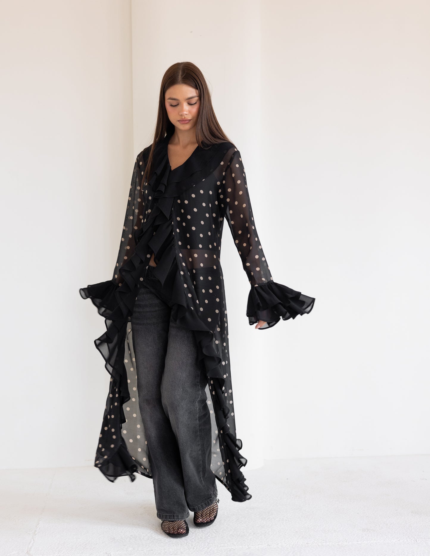 Polka Dot Ruffled Shirt