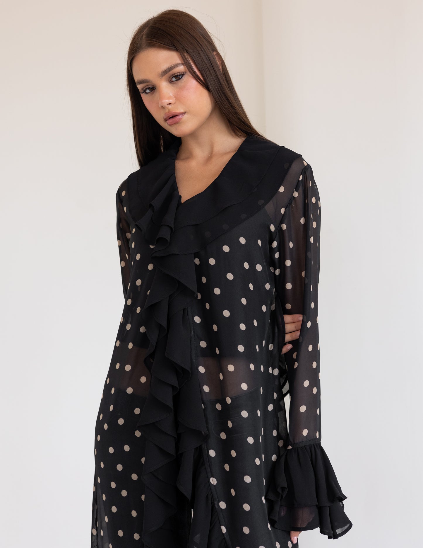 Polka Dot Ruffled Shirt