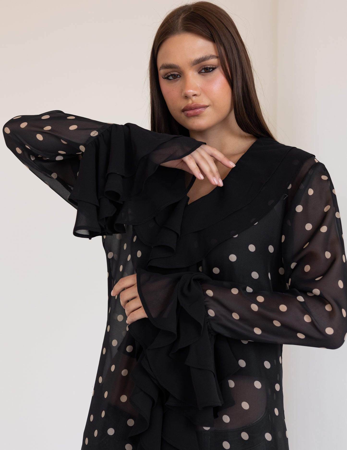 Polka Dot Ruffled Shirt