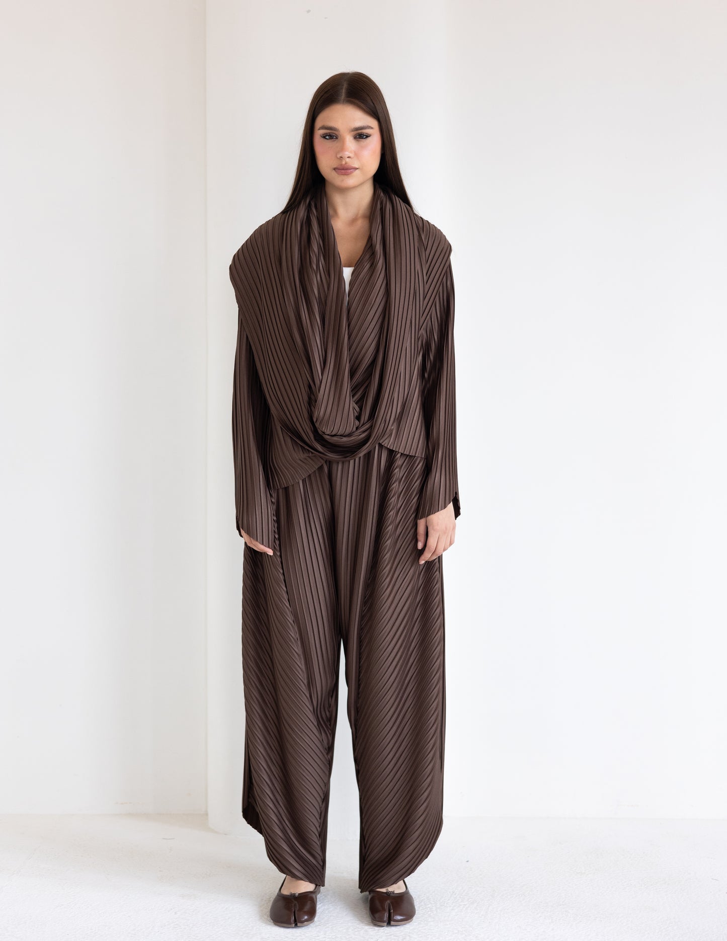 Pleated Set - Brown
