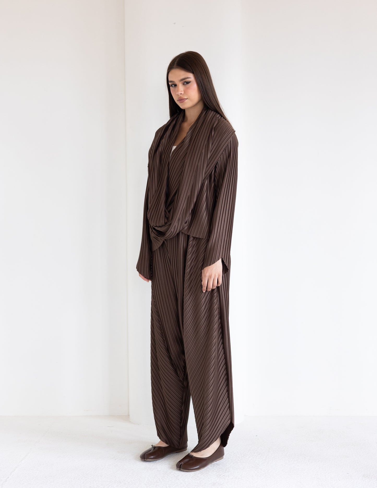 Pleated Set - Brown