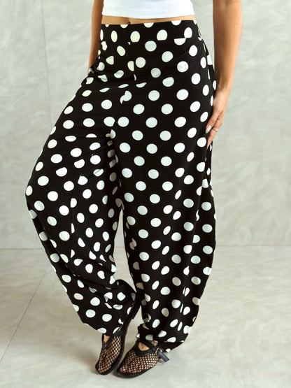 Polka Dot Balloon Pants Black