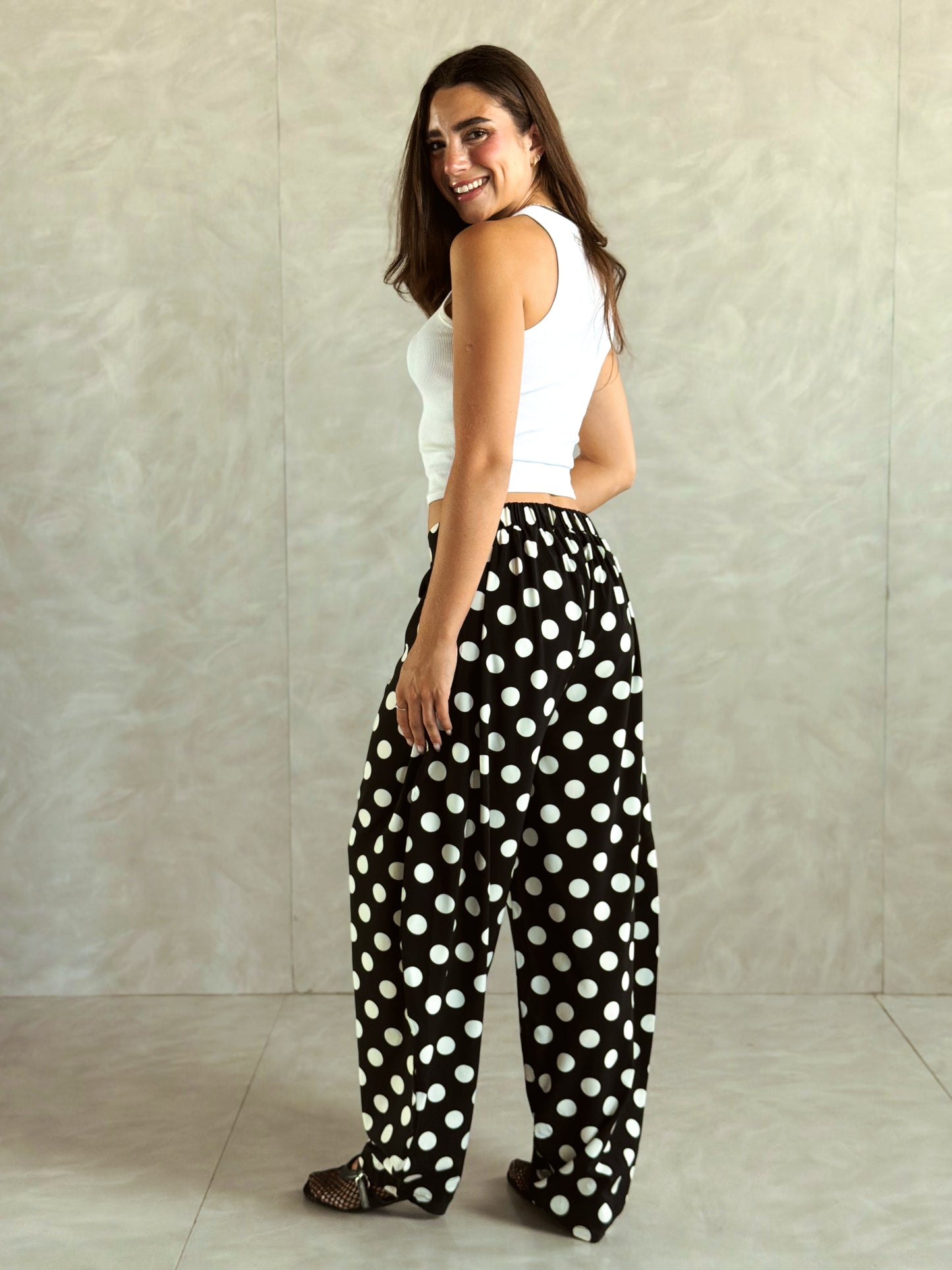 Polka Dot Balloon Pants Black
