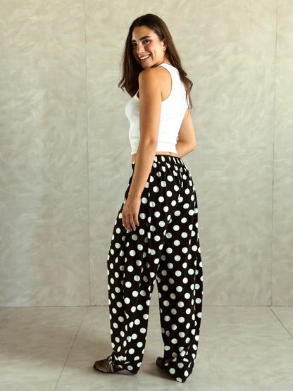 Polka Dot Balloon Pants Black