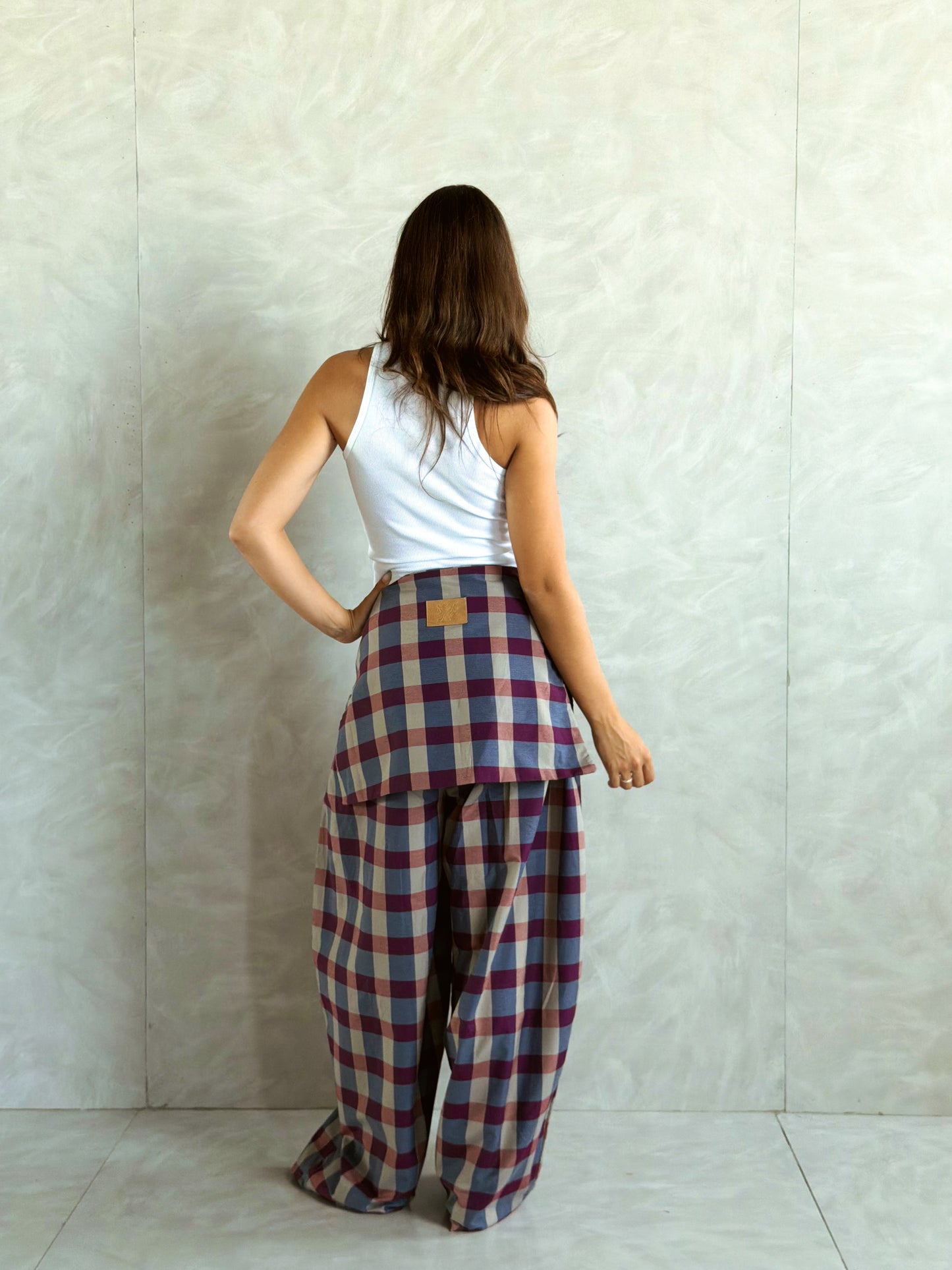 Plaid Tie Pants - Red