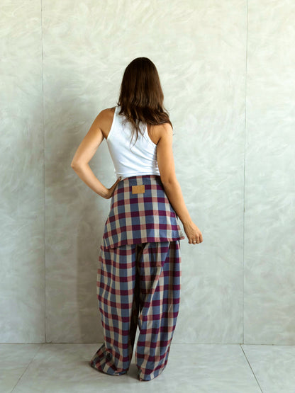 Plaid Tie Pants - Red