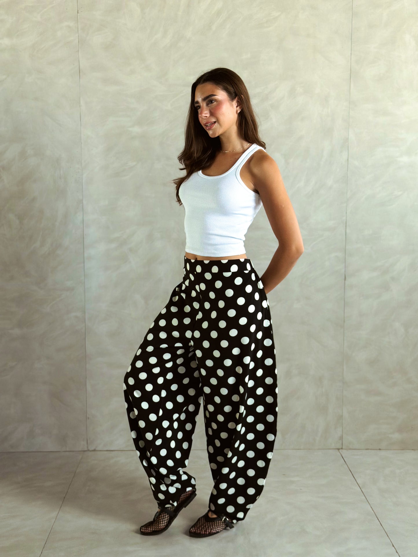 Polka Dot Balloon Pants Black